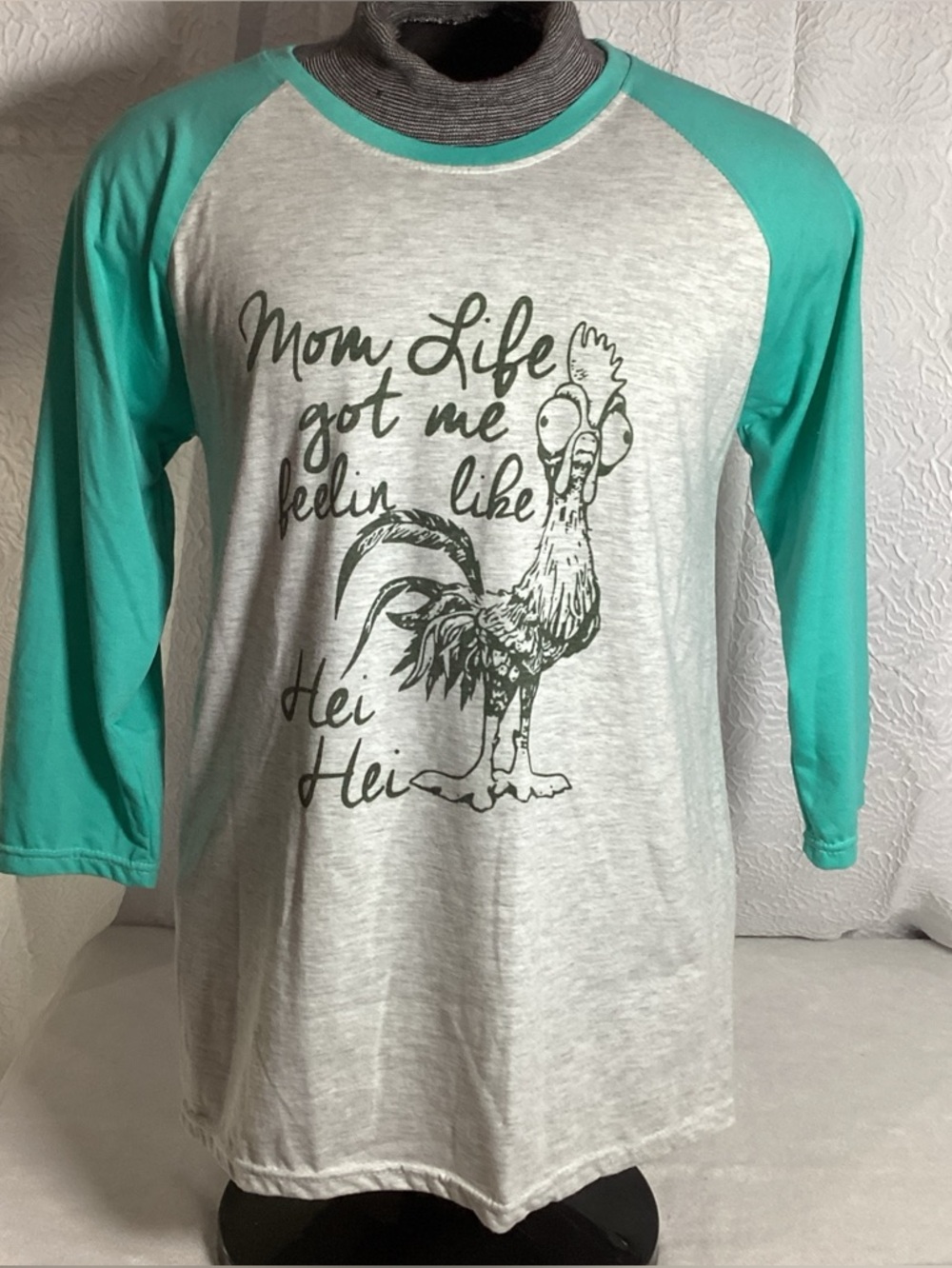 Tokyo Womans XL Gray Blue Mom Life Jersey Hei Hei Rooster